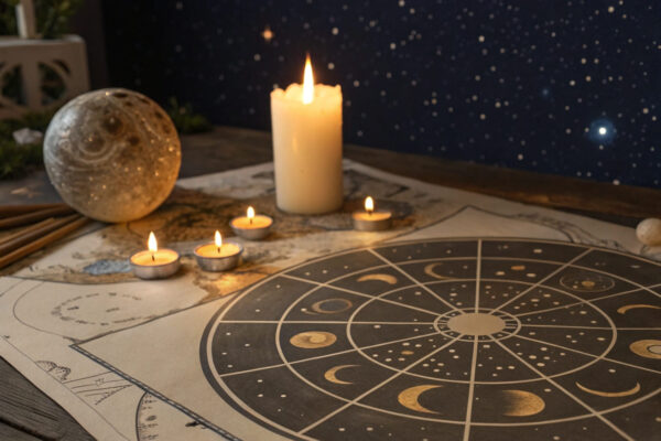 Planeten und Persönlichkeit – Einfluss im Geburtshoroskop verstehen Astrologische Geburtskarte mit Planeten und ihrer Bedeutung für die Persönlichkeit