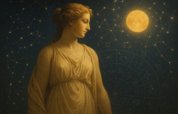 Symbolbild zur astrologischen Bedeutung der Venus mit Sternenhimmel und Tierkreiszeichen