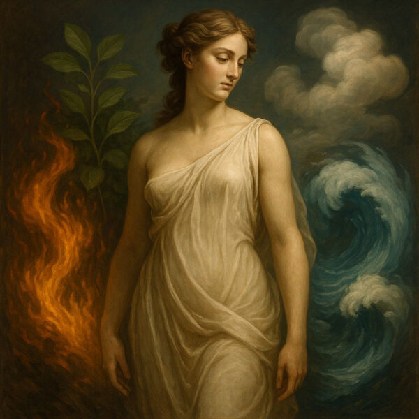 Venus umgeben von den vier Elementen Feuer, Erde, Luft und Wasser als symbolische Darstellung