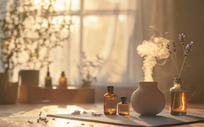 Duftlampe mit ätherischen Ölen in einem ruhigen Raum für Aromatherapie und Entspannung