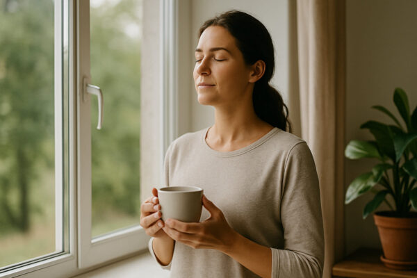 Person bei einer achtsamen Alltagsroutine zur Pflege der Energie