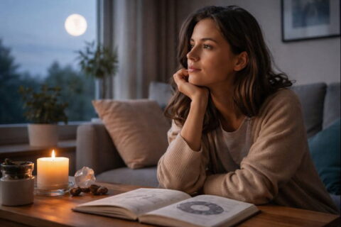 Symbolische Alltagsszene zur Bedeutung des Mondzeichens und innerer Gefühlswelt